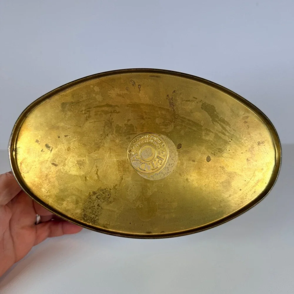 Vintage Brass Oval Planter Pot with Handles‎ Decorative Accent